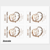 かわいいサンタクロース父クリスマスエレガント金ゴールド 長方形シール (シート)