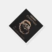 かわいいサンタクロース父クリスマスブラックと金ゴールド スタンダードカクテルナプキン (角)