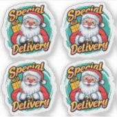 かわいいサンタクロース特別配達ビニール シール (正面)
