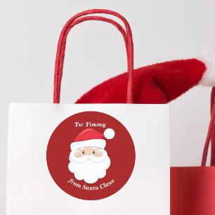 かわいいサンタクロース赤いクリスマスプレゼント ラウンドシール