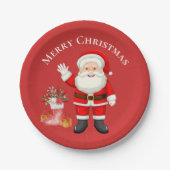 かわいいサンタクロース赤いベリー赤いクリスマスパーティー ペーパープレート (正面)