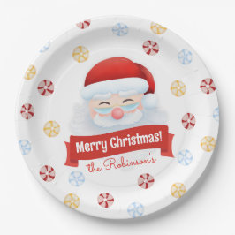 かわいいサンタクロース赤い名前クリスマスホリデー ペーパープレート