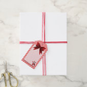 かわいいサンタクロース赤い弓メリークリスマスストライプのクリスマス ギフトタグ (より糸付き)