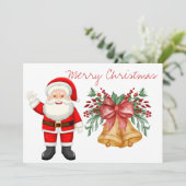 かわいいサンタクロース赤い果実メリークリスマス シーズンカード (スタンド正面)