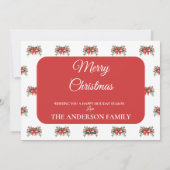 かわいいサンタクロース赤い果実メリークリスマス シーズンカード (裏面)