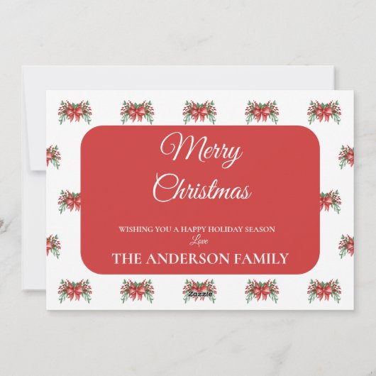 かわいいサンタクロース赤い果実メリークリスマス シーズンカード (裏面)