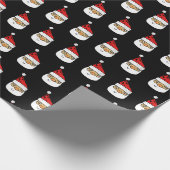 かわいいサンタクロース赤帽子クリスマスブラック ラッピングペーパー (角)