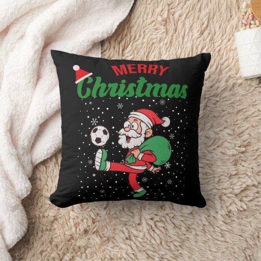 かわいいサンタクロース遊のサッカーのクリスマスアニメ クッション (ブランケット)