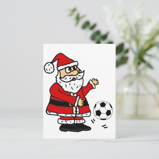 かわいいサンタクロース遊のサッカーのクリスマスアニメ シーズンポストカード (スタンド正面)