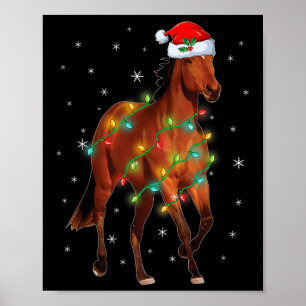 かわいいサンタクロース馬クリスマスツリーライトチメリーリ ポスター