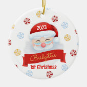 かわいいサンタクロース1stクリスマスオーナメント セラミックオーナメント (正面)