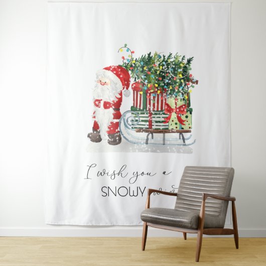 かわいいサンタクロース、そり、プレゼント タペストリー (インサイチュ)