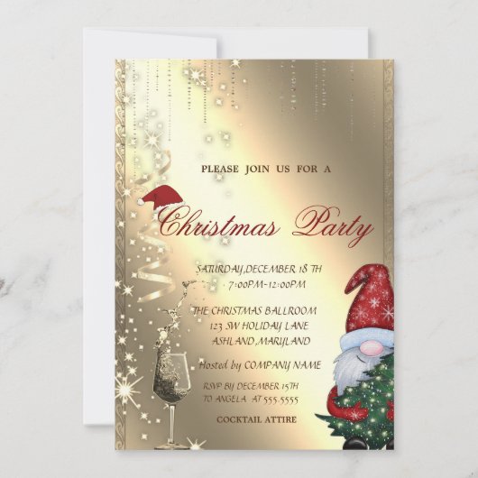 かわいいサンタクロース,ガラス,会社のクリスマスパーティー 招待状 (正面)