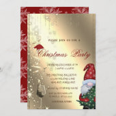 かわいいサンタクロース、グラス、企業のクリスマスパーティー 招待状 (正面/裏面)