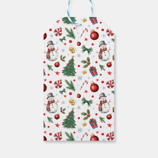 かわいいサンタクロース&フェスティバルパターンメリークリスマス ギフトタグ (裏面)