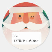 かわいいサンタクロース | ホホホ クリスマスギフトラベル ラウンドシール (正面)