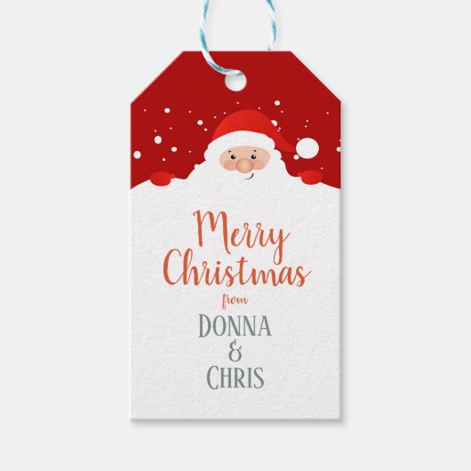 かわいいサンタクロース – メリークリスマスパーソナライズされた- ギフトタグ (正面)