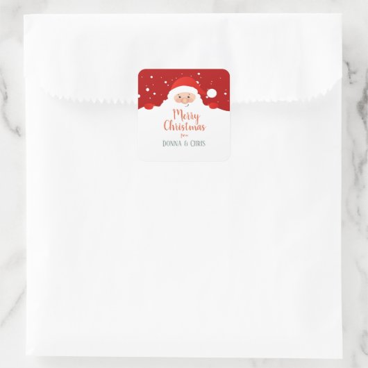 かわいいサンタクロース – メリークリスマスパーソナライズされた- スクエアシール (バッグ)