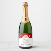 かわいいサンタクロース – メリークリスマスパーソナライズされた- スパークリングワインラベル (正面)