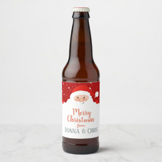 かわいいサンタクロース – メリークリスマスパーソナライズされた- ビールラベル