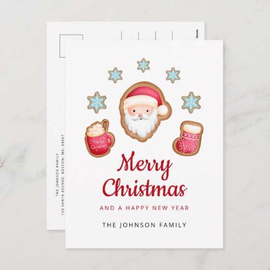 かわいいサンタクロース、メリークリスマス シーズンポストカード (正面/裏面)
