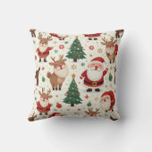 かわいいサンタクロース、ルドルフ、クリスマスツリー クッション (裏面)