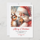 かわいいサンタクロース ルドルフ ユーモア クリスマスカード (正面)