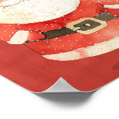 かわいいサンタクロース 赤水彩 クリスマス ポスター (角)