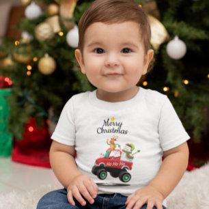 かわいいサンタクロース、雪だるま、トナカイ ベビーTシャツ