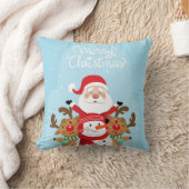 かわいいサンタクロース、鹿と雪だるま クッション (ブランケット)