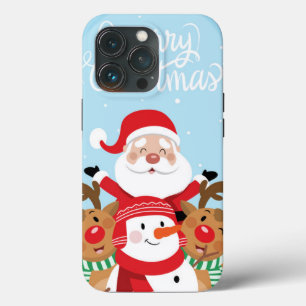 かわいいサンタクロース、鹿と雪だるま iPhone 13 PROケース