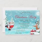 かわいいサンタクロース、鹿のクリスマス会社 招待状 (正面)