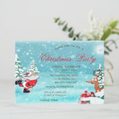 かわいいサンタクロース、鹿のクリスマス会社 招待状 (スタンド正面)