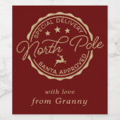 かわいいサンタシール北極 ワインラベル (シングルラベル)