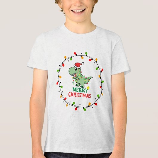 かわいいサンタダイノメリークリスマス トライブレンドTシャツ (正面)