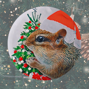 かわいいサンタチップムンククリスマス 缶バッジ