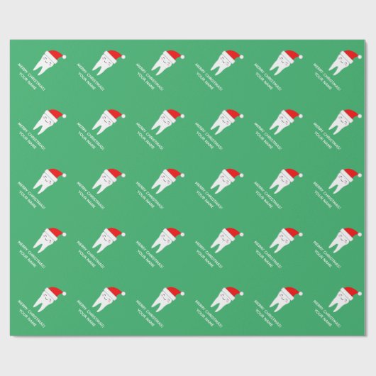 かわいいサンタトゥースの漫画クリスマス名前をカスタムする ラッピングペーパー (フラット)