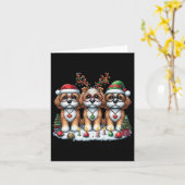 かわいいサンタトナカイ小妖精や小人アポークリスマスウィメンズ カード (黄色い花)