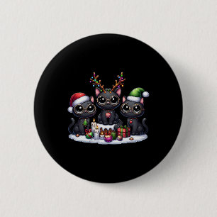 かわいいサンタトナカイ小妖精や小人ブラックキャットクリスマスウィメンズ 缶バッジ