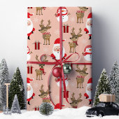 かわいいサンタトナカイ雪だるまクリスマス ラッピングペーパー