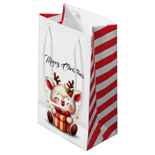 かわいいサンタトナカイ スモールペーパーバッグ (正面アングル)