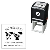 かわいいサンタドッグと猫クリスマス差出人住所 セルフインキングスタンプ (インサイチュ)