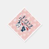 かわいいサンタドッグ&キャットイラストレーションクリスマス スタンダードカクテルナプキン (角)