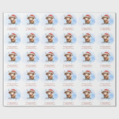 かわいいサンタハイランド牛の名前クリスマス ラッピングペーパー (フラット)