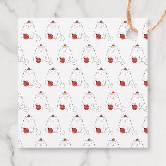 かわいいサンタハットキャットとオーナメントクリスマスホリデー フェイバータグ (裏面)