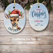 かわいいサンタハットディアファウンキッズ セラミックオーナメント