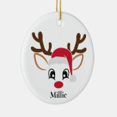 かわいいサンタハットトナカイのクリスマス セラミックオーナメント (右)