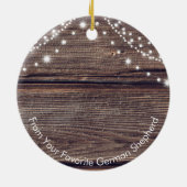 かわいいサンタハットドイツの羊飼いのクリスマス セラミックオーナメント (裏面)