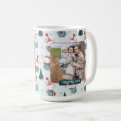 かわいいサンタハットホワイトネズミクリスマスフォト コーヒーマグカップ (正面右)
