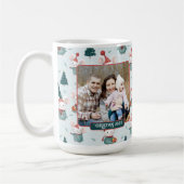 かわいいサンタハットホワイトネズミクリスマスフォト コーヒーマグカップ (左)